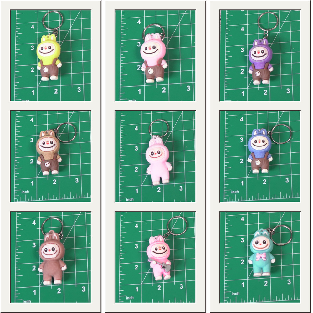 Labubu Silicone Doll Keyring Handbag Charm Kawaii 6 Colors & 12 Design Set of 3